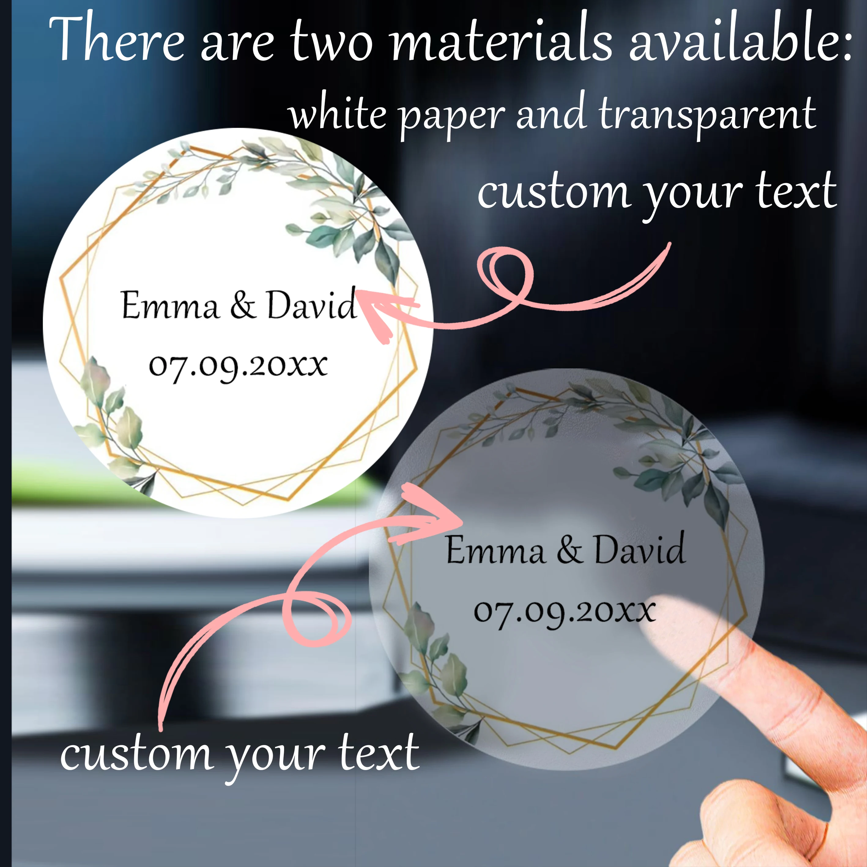 

90pcs Custom Transparent Stickers with Personalized Names & Birthdays (For Weddings, Parties & Gift Wrapping)