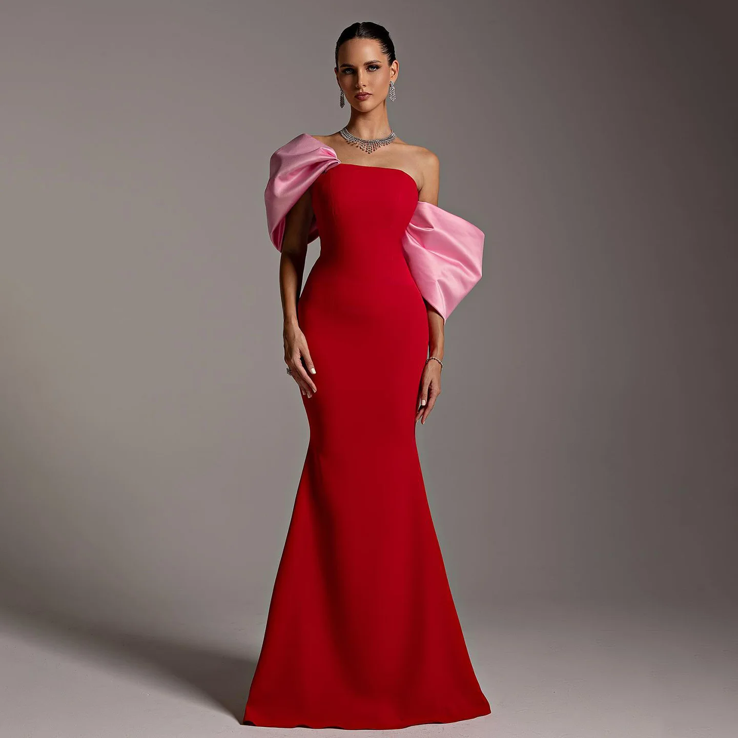 

Sharon Said Red Mermaid Off Shoulder Arabic فساتين سهرة with Bow Sleeves Women Wedding Party Gowns SF366 Customized