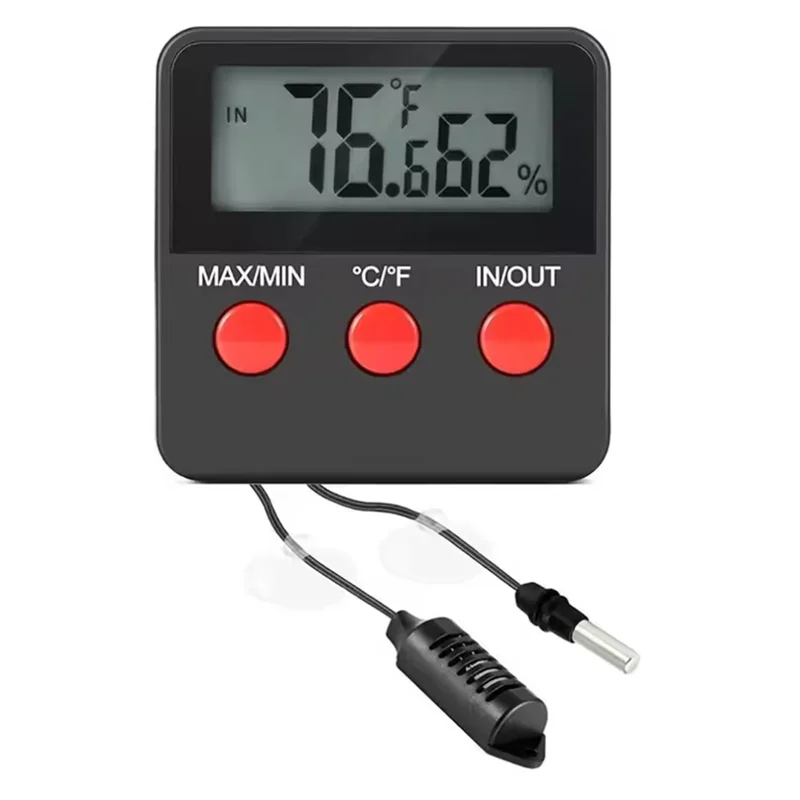 

ABPR-Reptile Pet Breeding Box Thermometer And Humidity Monitor, Stable And Convenient Suction Cup Attachment