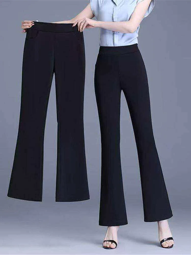 

High Waist Nine-Five Bell Bottom Pants Women's Summer New Style Durable Fashionable Trousers for Office Commute Slim Fit