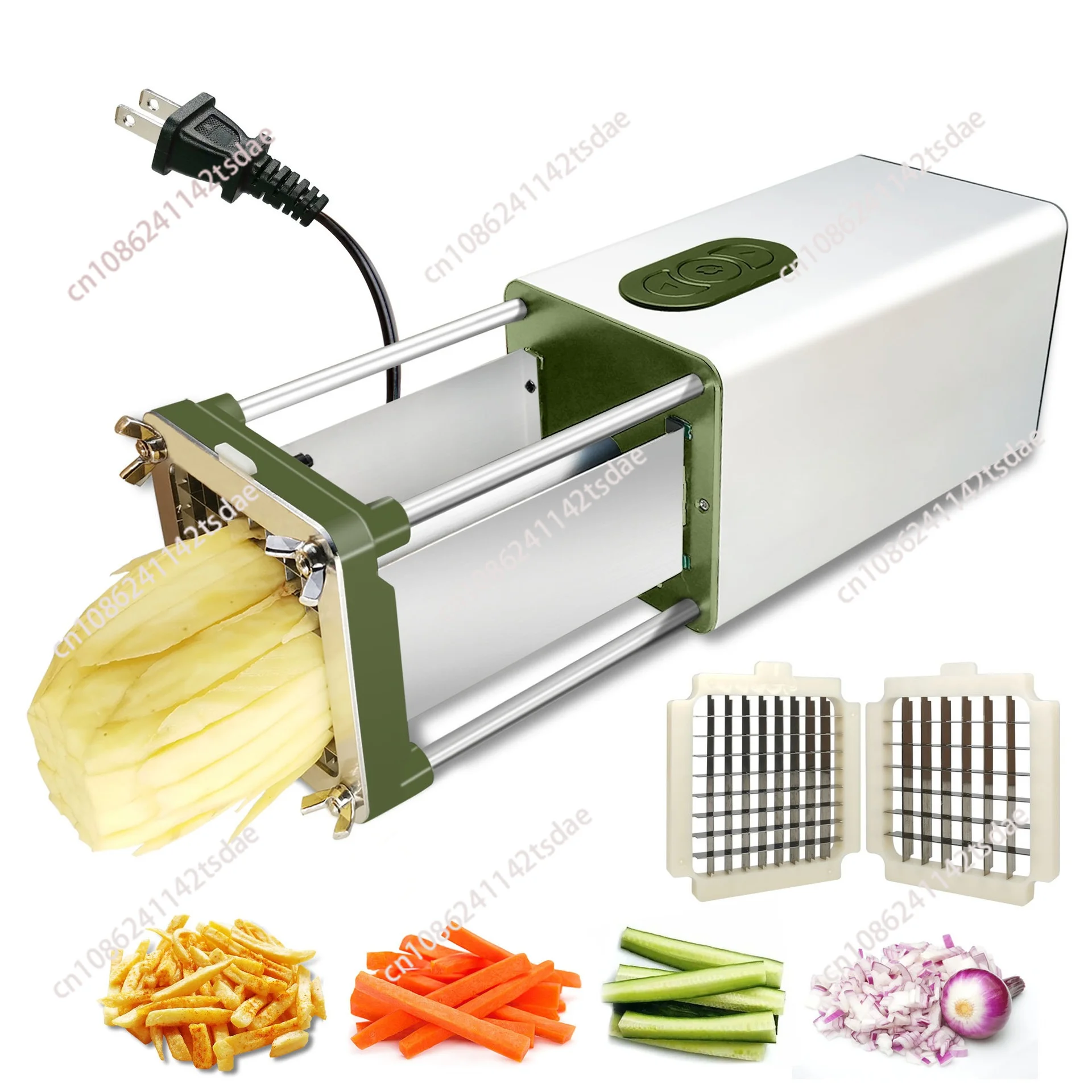 Commercial French Fry Cutter - เครื่องทอดเฟรนช์ฟรายส์ไฟฟ้า, เครื่องหั่นผักไฟฟ้าอเนกประสงค์, เครื่องหั่นและสับสำหรับใช้ในครัวเรือนและเชิงพาณิชย์