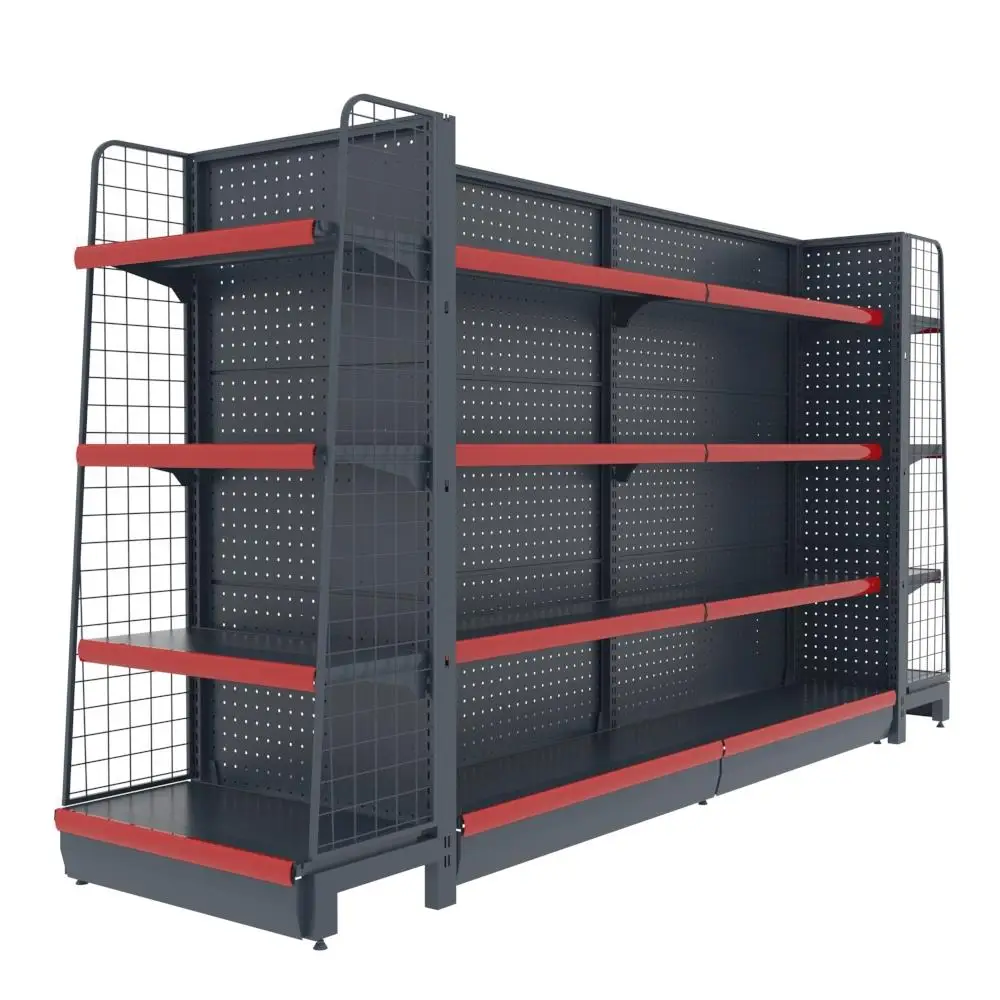 New Style Light Duty Steel Shelving Double Sided Supermarket Retail Adjustable Layers Grocery Store Display Rack