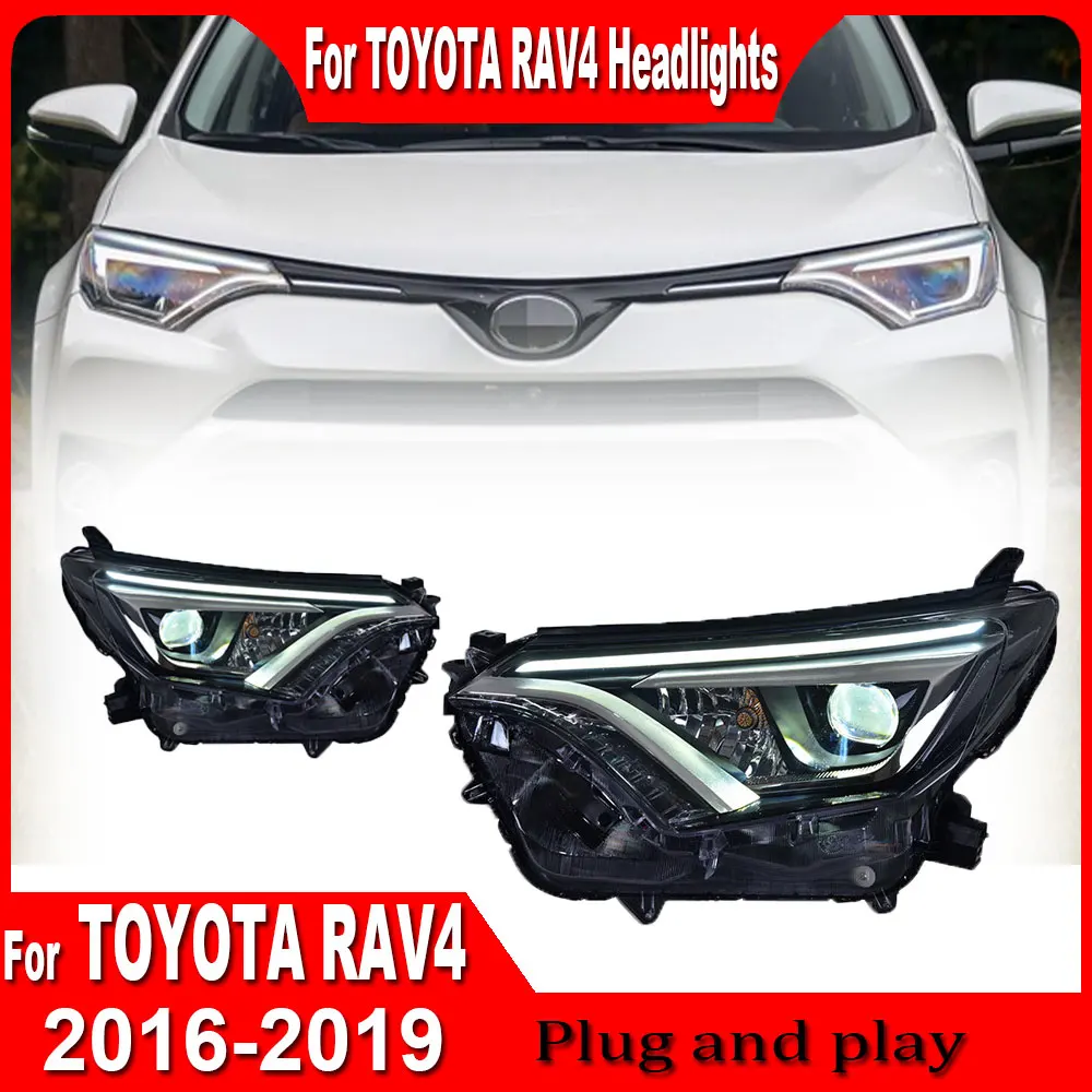 Car Styling Head Lamp for Toyota RAV4 Headlights 2016 2017 2018 2019 New Rav4 LED Headlight Projector Lens DRL Auto Accessories