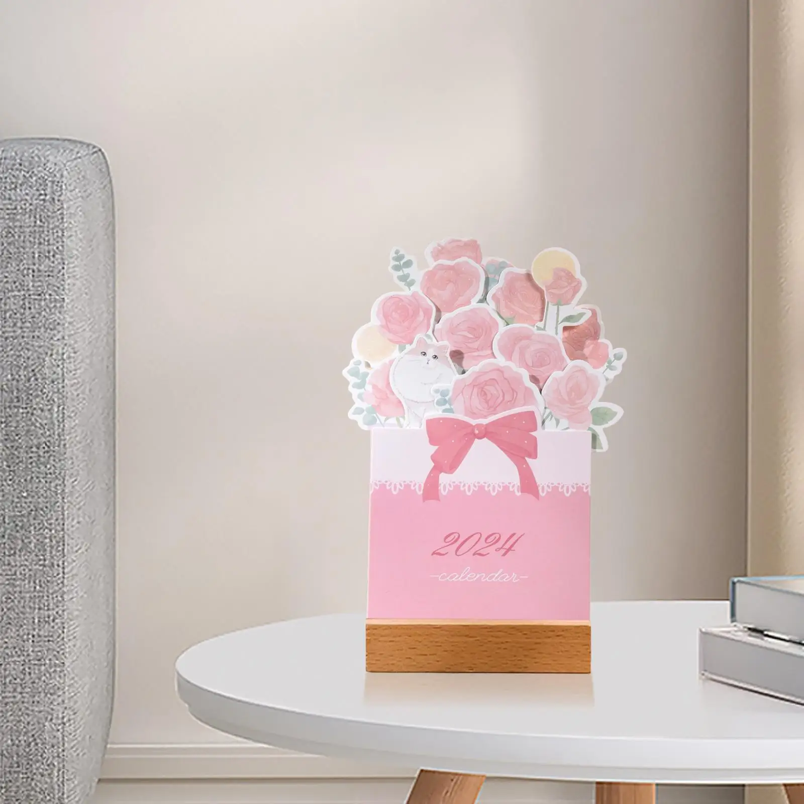 Настольный календарь 2024 с деревянной основой, ежемесячный настольный календарь, новогодние украшения для стола, фермерских квартир, дома, спальни
