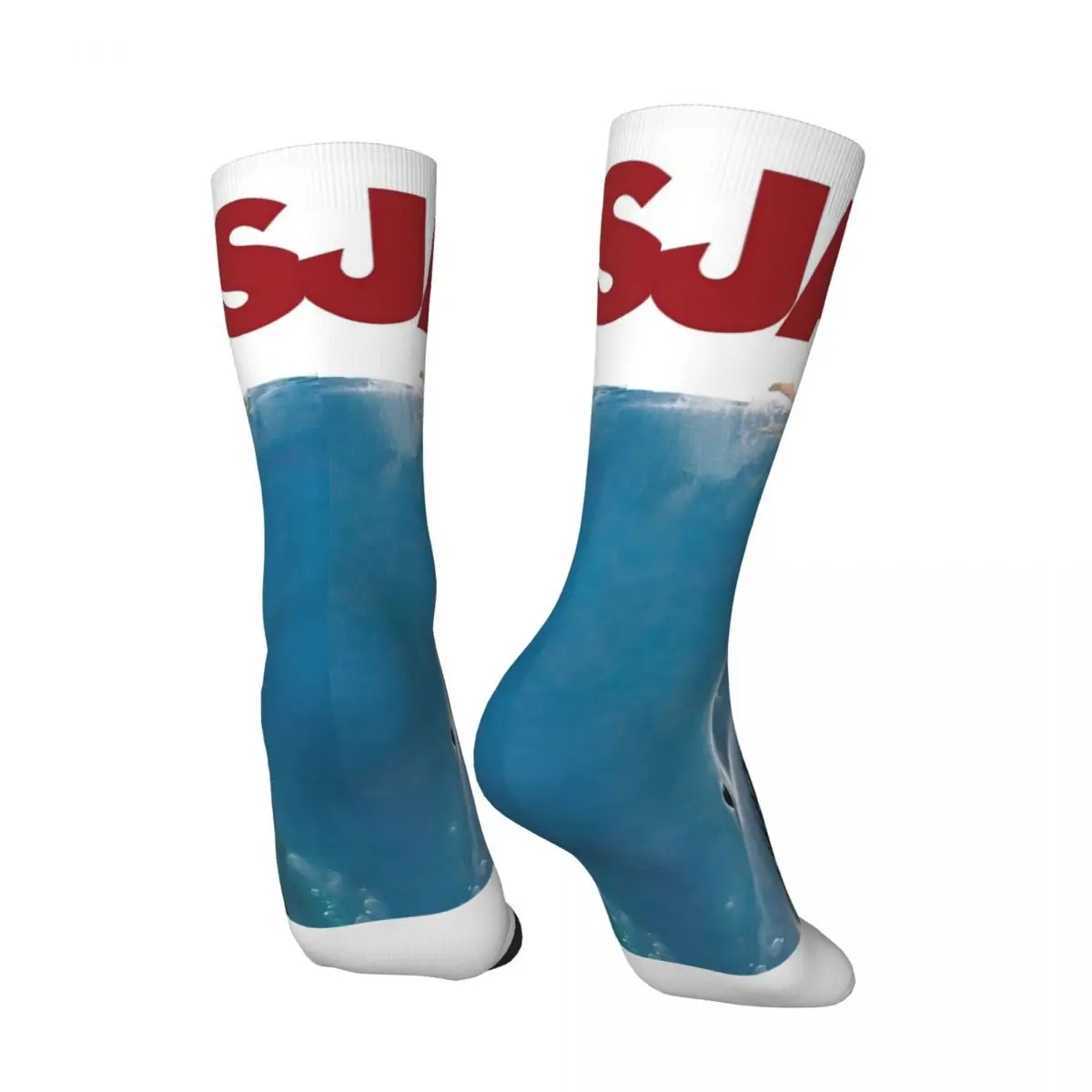 Jaws-Calcetines antideslizantes para hombre, medias con estampado de tiburones, para ocio y ciclismo, de alta calidad