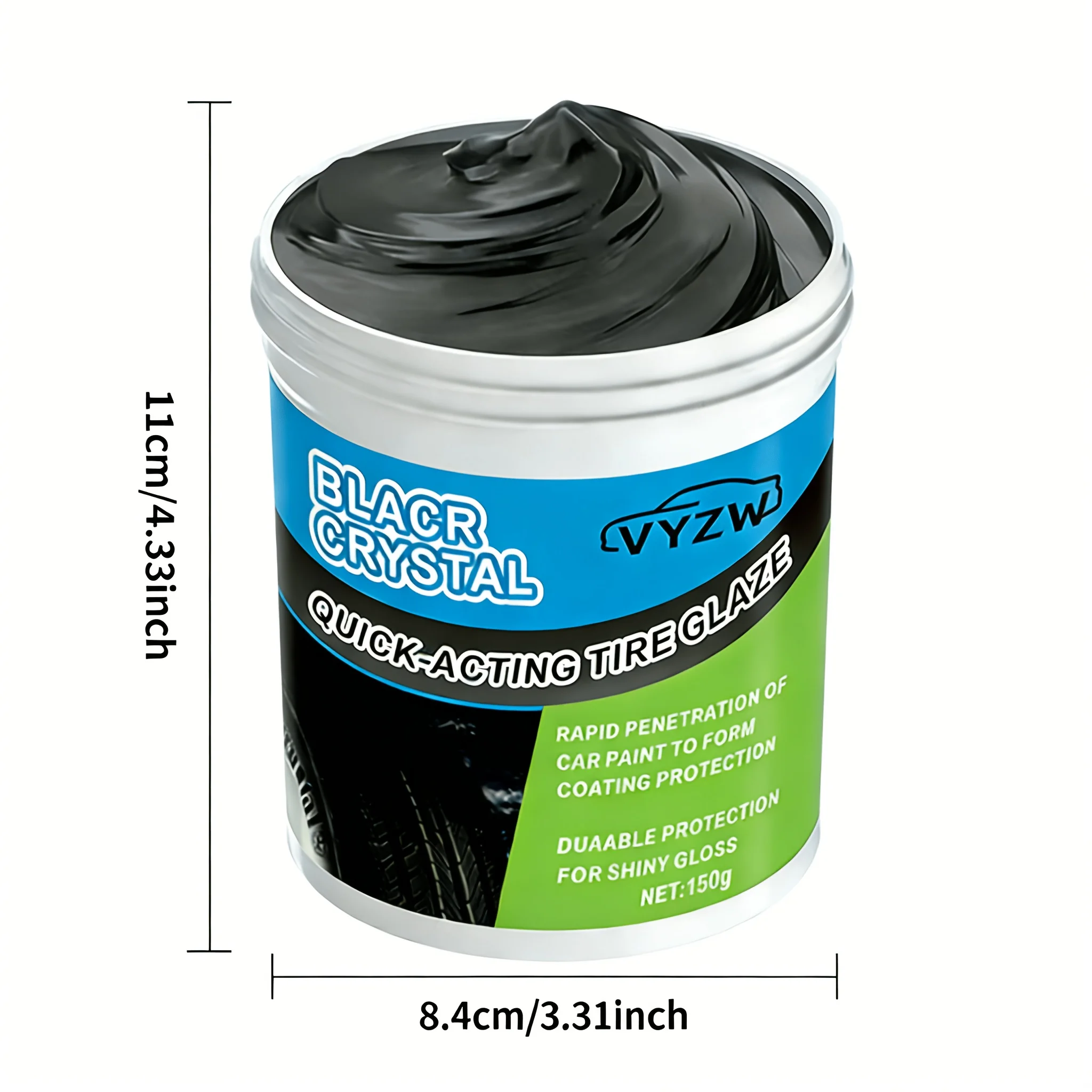 VYZW Tire Shine Glaze 150g - Black Crystal Quick-Acting Tire Coating, Durable Protection for Shiny Tire Gloss