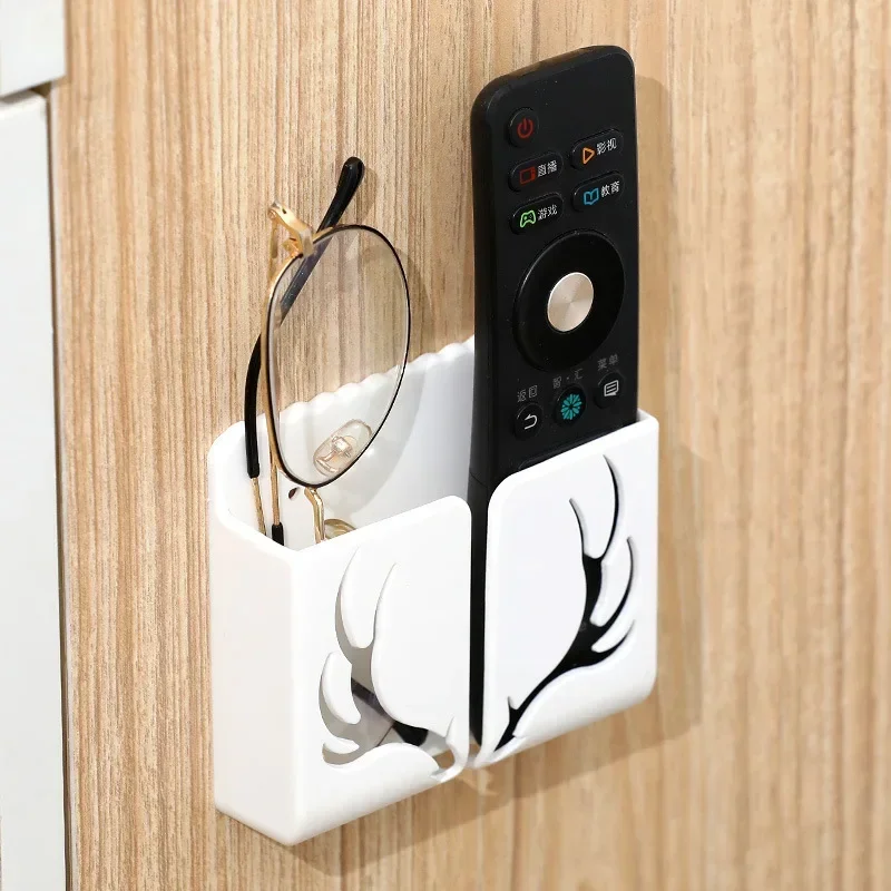 벽걸이 수납함 정리함, 원격 제어 휴대폰 플러그 홀더 랙, 다기능 USB 충전 스탠드, 벽 홀더