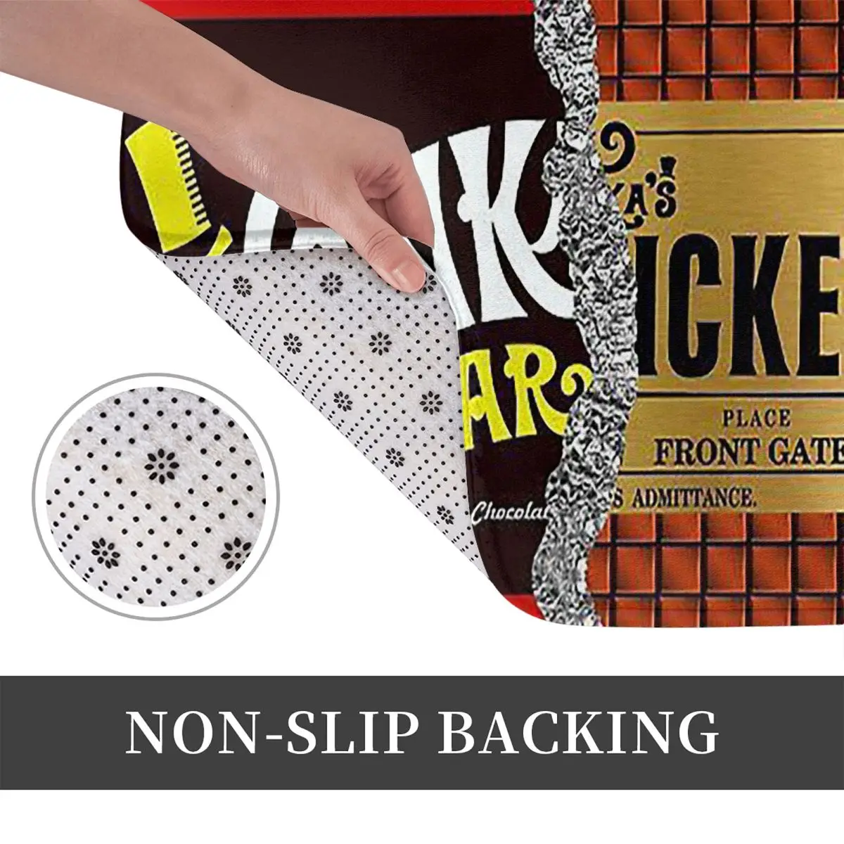 Willie Wonka Golden Ticket Pattern Non-slip Doormat Floor Mat Sand Scraping Carpet Rug for Kitchen Entrance Balcony Footpad Mats