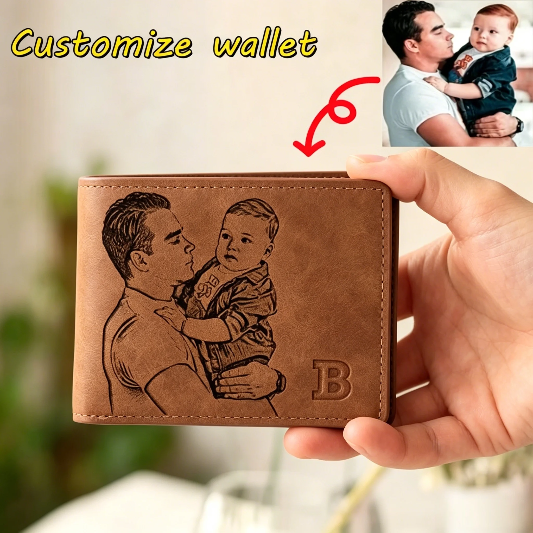 Custom Love Custom Gift Sengraved Exclusive Personalized Photo Faux Leather Wallet - Men And Women/Couples/Parents/Gifts Univers - view 2
