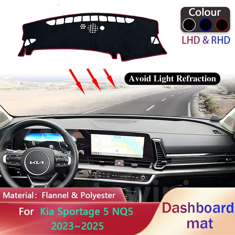 

Коврик для приборной панели автомобиля для Kia Sportage 5 NQ5 2023 ~ 2025 2024, противоскользящий коврик с защитой от ультрафиолета, солнцезащитный коврик, коврик для приборной панели, аксессуары