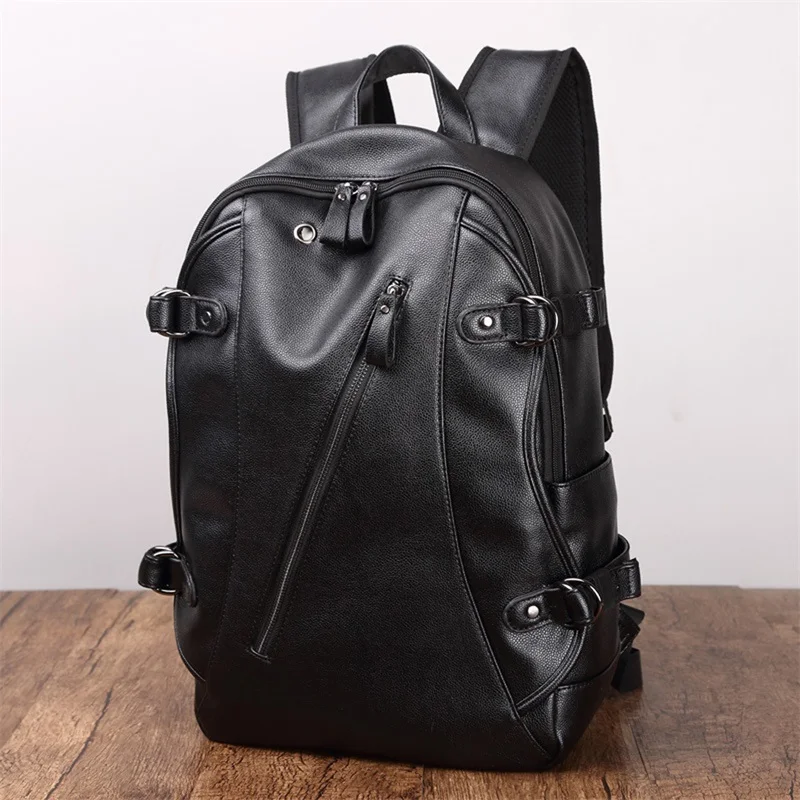 Unisex Backpack External USB Charge Waterproof Backpack Fashion Classic PU Travel Bag Casual Large Capacity Bags For Ladies Men image 3