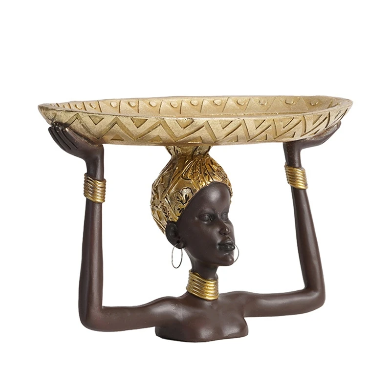 Lady Statue Tray African Table Centerpieces Resin Ornament Sculpture Craft For Home Desktop Offic