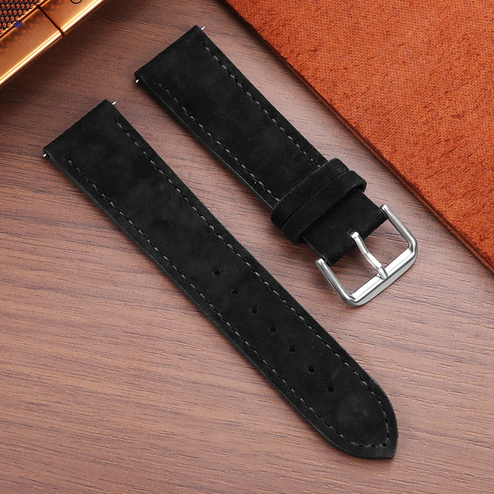 Wildleder-Uhrenarmband 18mm 19mm 20mm 22mm Grau Blau Schwarz Braun Genähtes Band Schnellverschluss Ersatz-Armband