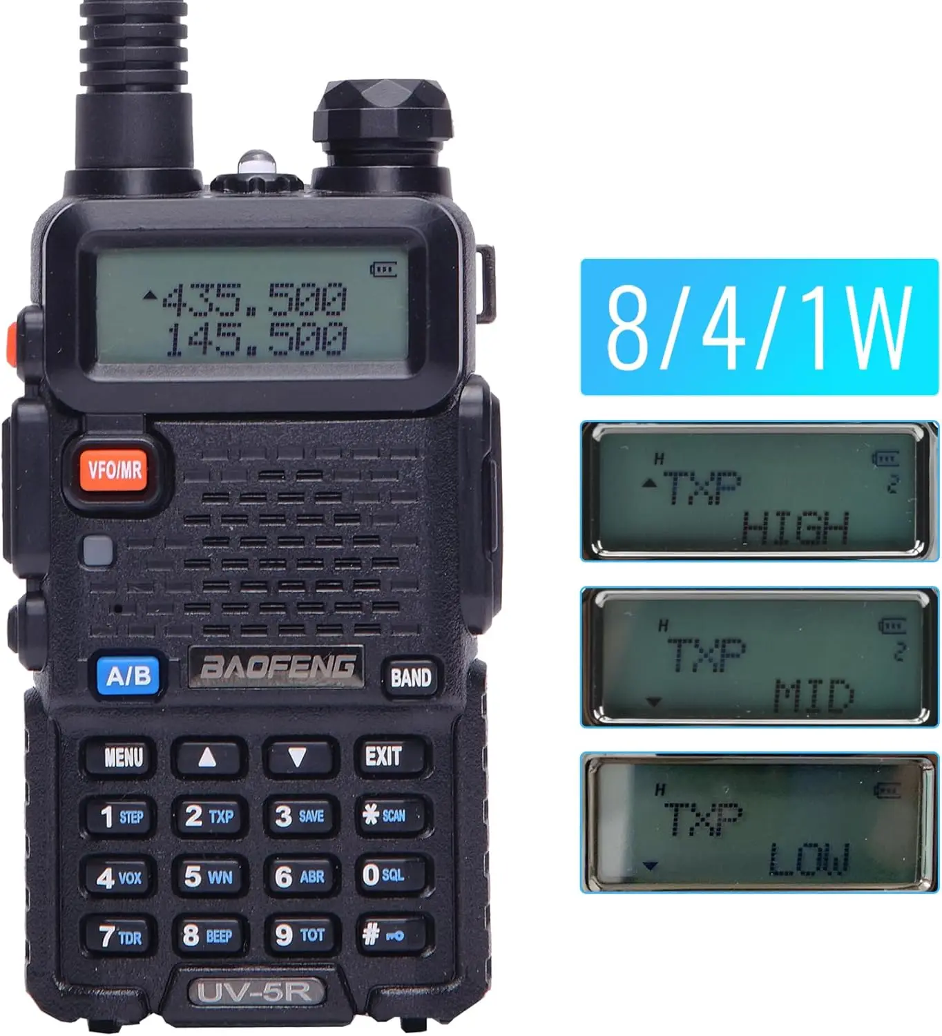 BAOFENG UV-5R 햄 라디오 듀얼 밴드 VHF UHF 양방향 라디오, 장거리, 하이킹, 사냥, 캠핑, 스키 여행, Chip 호환 가능, 8W