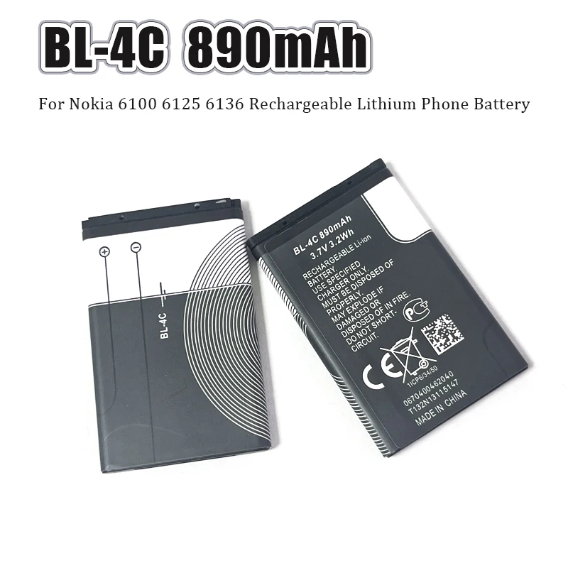 

BL-4C BL4C 3,7 В литиевый аккумулятор для телефона 890 мАч для Nokia 6100 6125 6136 6170 6300 6301 6170 7705 7200 Сменный элемент