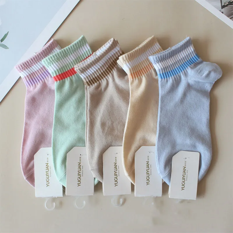 

5 Pairs Women Summer High Quality Thin Socks Trendy Fashion Striped Plaid Comfortable And Breathable Sports Socks Wholesale