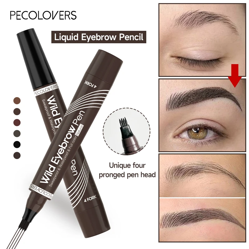 5 Color 4 Forks Eye Brow pencil Natural Matte Liquid Tint Makeup Lasting Waterproof Eyebrow Tattoo Smudge-proof Cosmetic