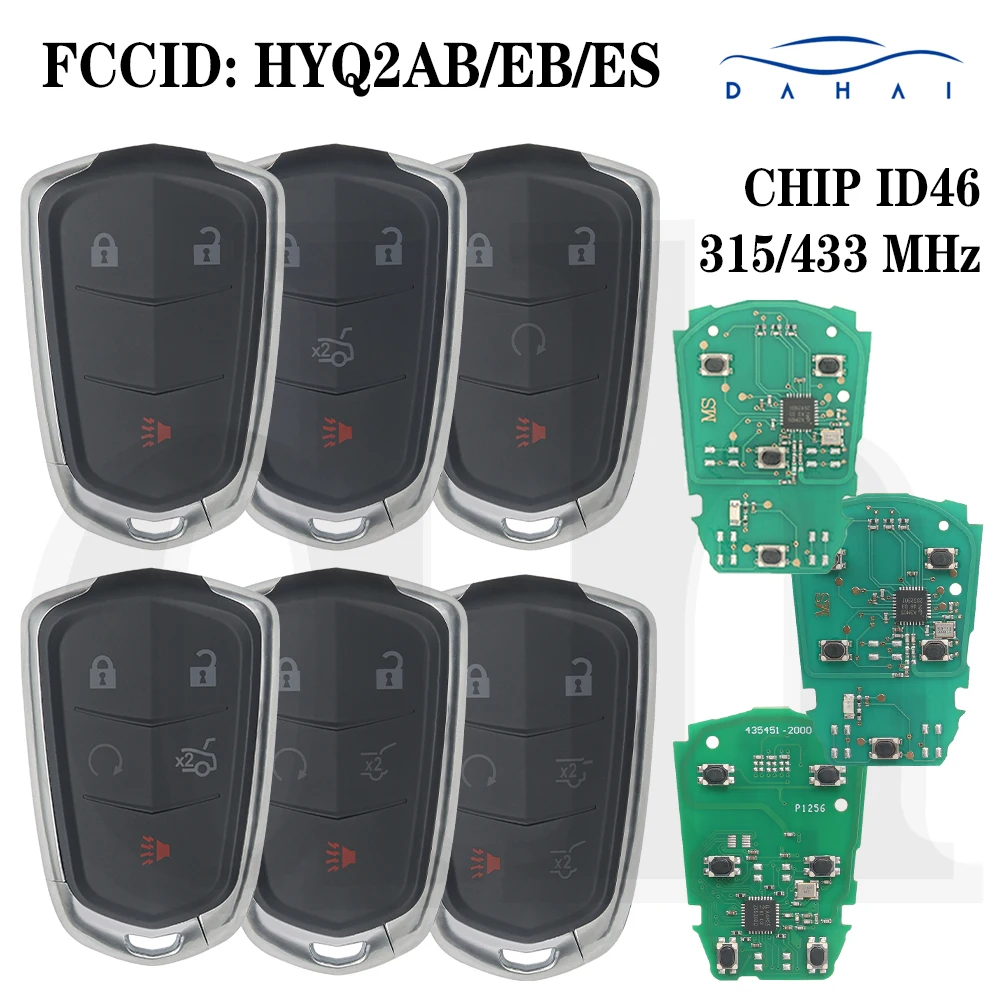 DaHai HYQ2AB HYQ2EB Smart Car Key For Cadillac Escalade ESV ATS CTS SRX XTS 315/433MHz ID46 3/4/5/6 Buttons Remote Fob No LOGO