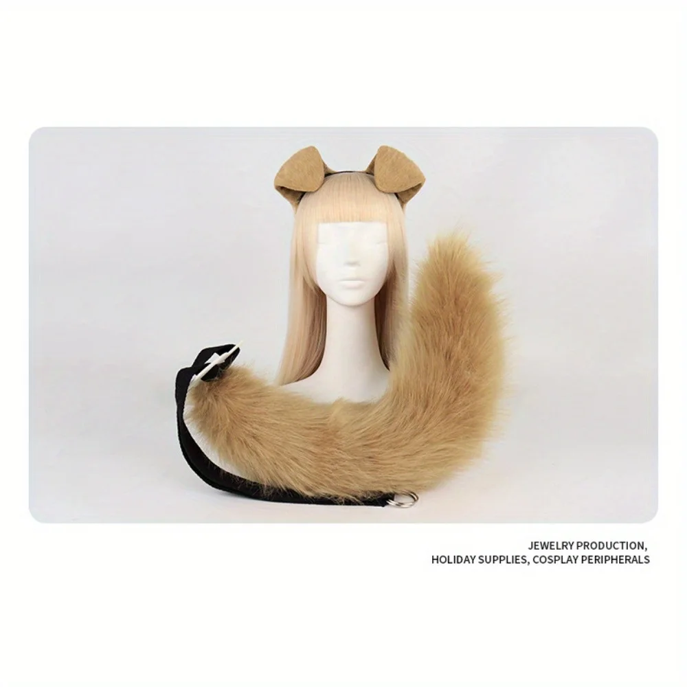 Conjunto de diadema y cola con orejas de perro esponjoso: conjunto de cosplay de felpa, ideal para convenciones de anime, puestos de cómic y fiestas temáticas de mascotas