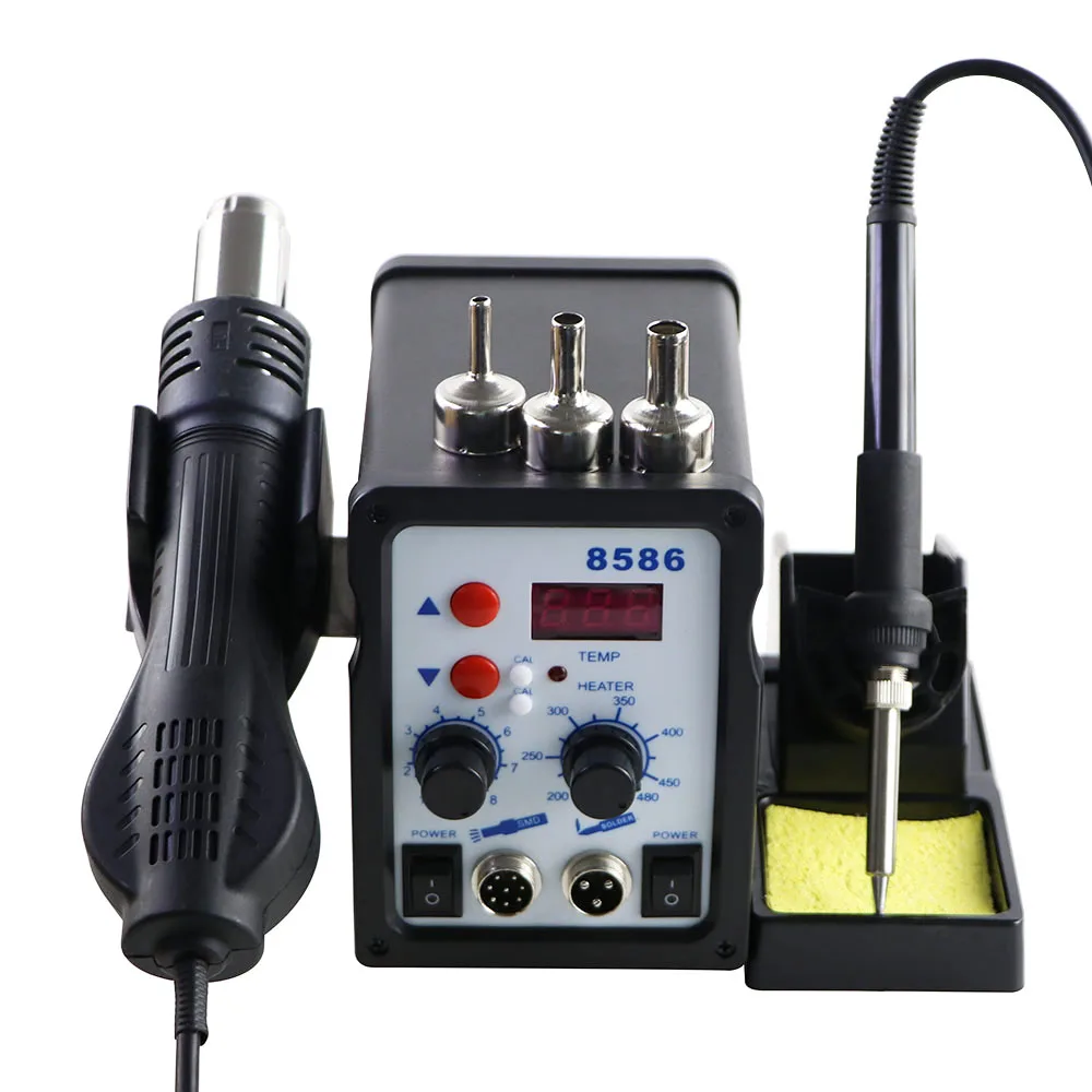 8586 2 in 1 SMD Rework Solder Station 220V / 110V 700W Hot Air Gun Soldering Iron For Welding Desoldering Repair Tools