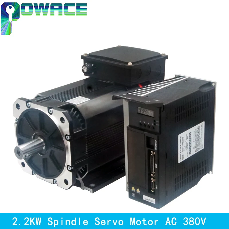 Large Torque 2.2KW CNC Lathe Asynchronous Spindle Servo Motor With Driver AC 380V + 5M Cable