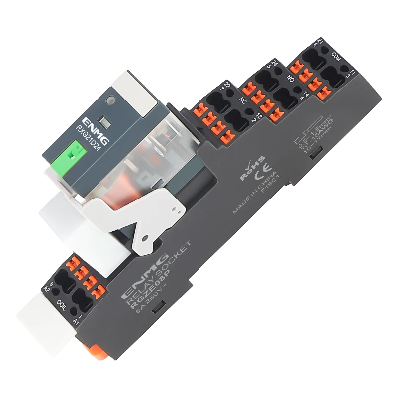 ENMG Small Thin RXG Middle Relay Electromagnetic 220V AC Two Open Two Close 5/8 Leg DC 24V