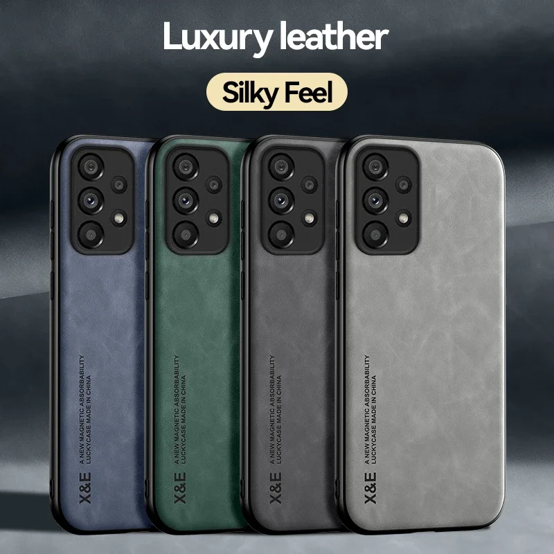 Caixa de couro magnética luxuosa para o Samsung Galaxy, montagem do carro, apoio das tampas, S24, A54, A53, 5G, A52, A55, S23, S22 ultra, S21, S20,