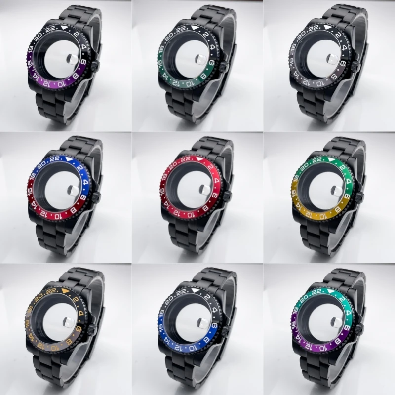 

Корпус NH35 40 мм, полностью черный, аксессуары для модификации Sub GMT, нержавеющая сталь 316L, сапфировое стекло NH35 NH36 NH34, корпус часов с механизмом