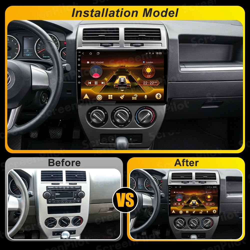 For Dodge Caliber Jeep Compass 1 MK Patriot 2006-2010 Android 16 Multimedia Video Player  Carplay Touch Screen RDS 8 Core
