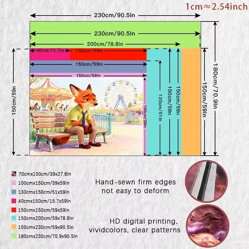디즈니 주토피아 닉 와일드 폭스 만화 감성 태피스트리 모던 폴리에스터 벽 장식 거실 침실 기숙사 장식 선물 1개