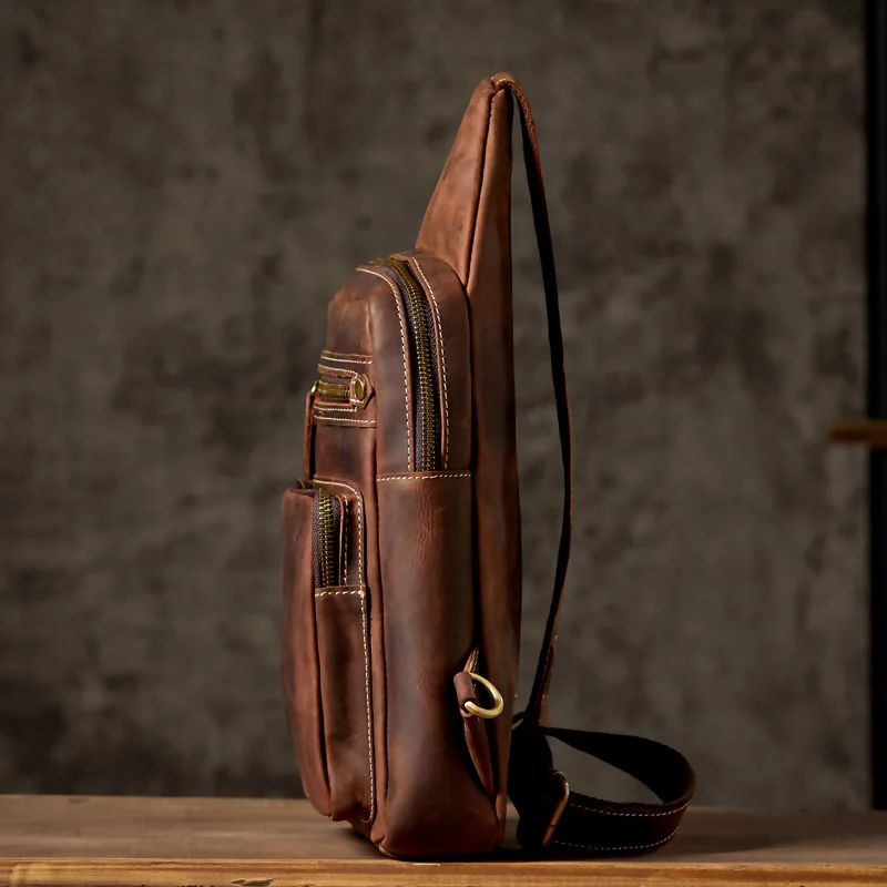 Luxe Originele Design Multifunctionele Borsttas Mannen Waterdichte Mannelijke Schouder Cross Tassen Echt Lederen Outdoor Motocycle Backbag