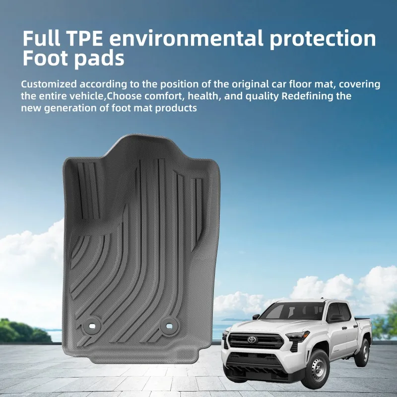 Fußmatten für Toyota Tacoma 2024 (Doppelkabine) Allwetter-Autofußmatten TPE 3D Fußmatte Schwarz Linkslenker Schwarz – Detail 3
