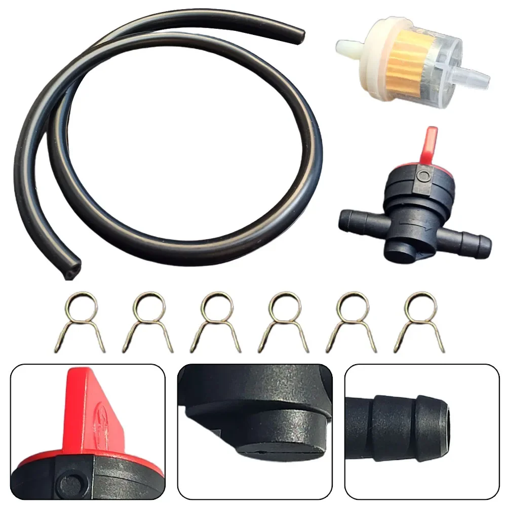 6mm Filter Gasoline Tap 5-6mm Universal 11pcs/set Black Hose 45cm Fitting Hose Clamps Lawn Mower Parts Brand New