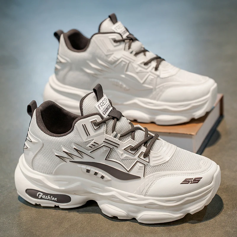 

Men Casual Shoes Comfortable Air Mesh Men's Sneaker Thick Bottom Footwear Designer Man Outdoor Breathable Youth Tide Non Leather