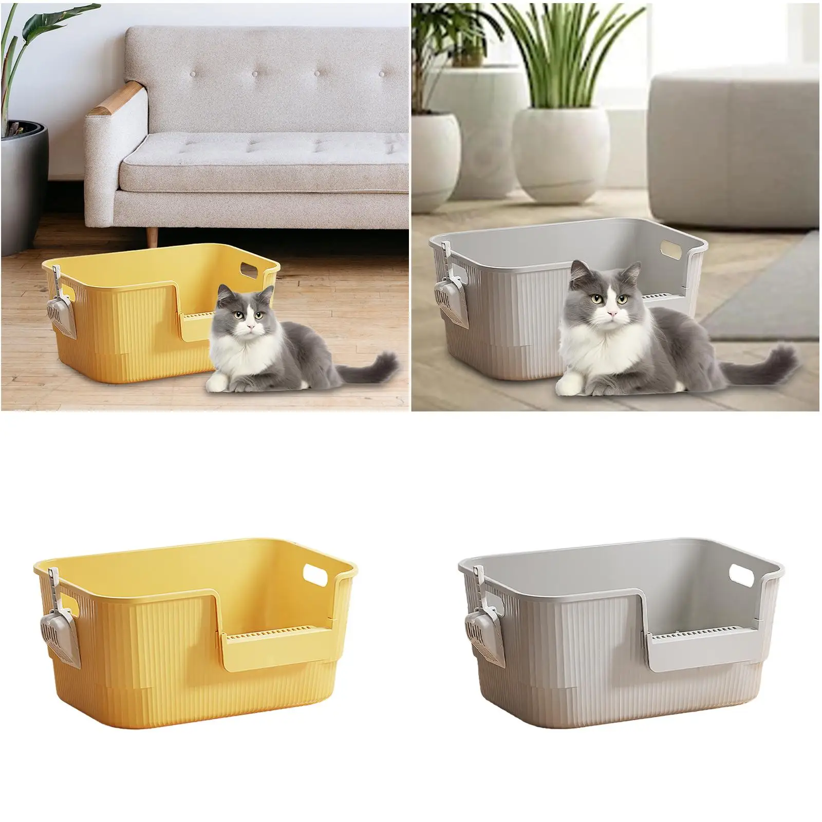 Portable Cat Litter Container with Scoop, Easy Carry Kitty Toilet