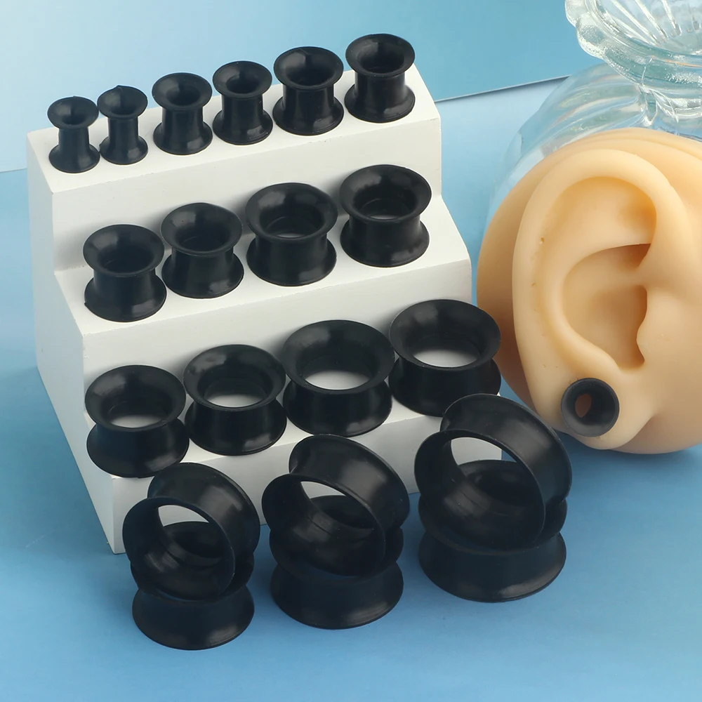 

NEW wholesale 192 pcs/lot mix 12 Size Body Jewelry Double Flared Ear Expander Silicone Flesh Tunnel plug