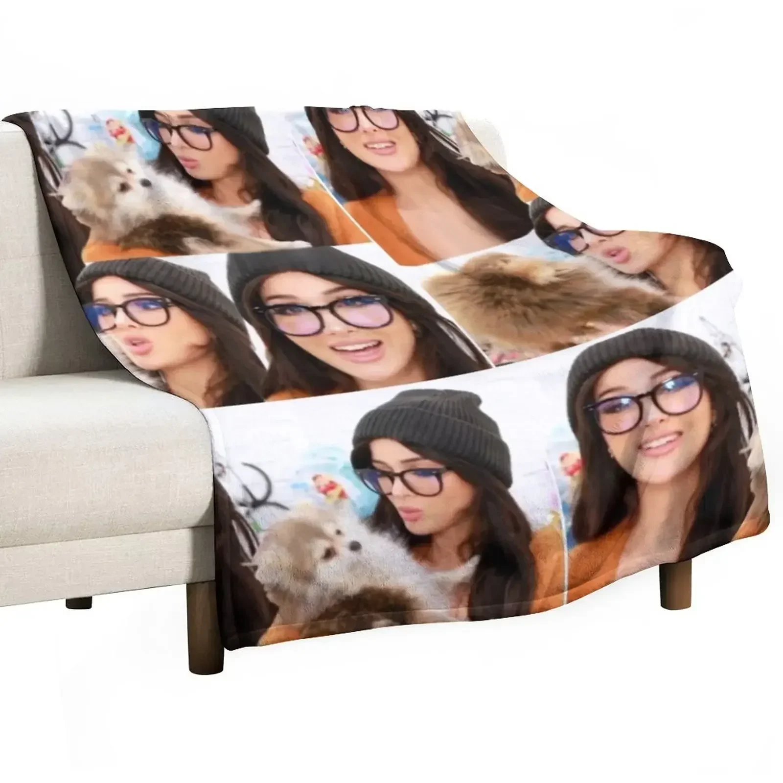 Sssniperwolf cozy collage Throw Blanket Thin Hair Plaid Sofa Throw Blankets