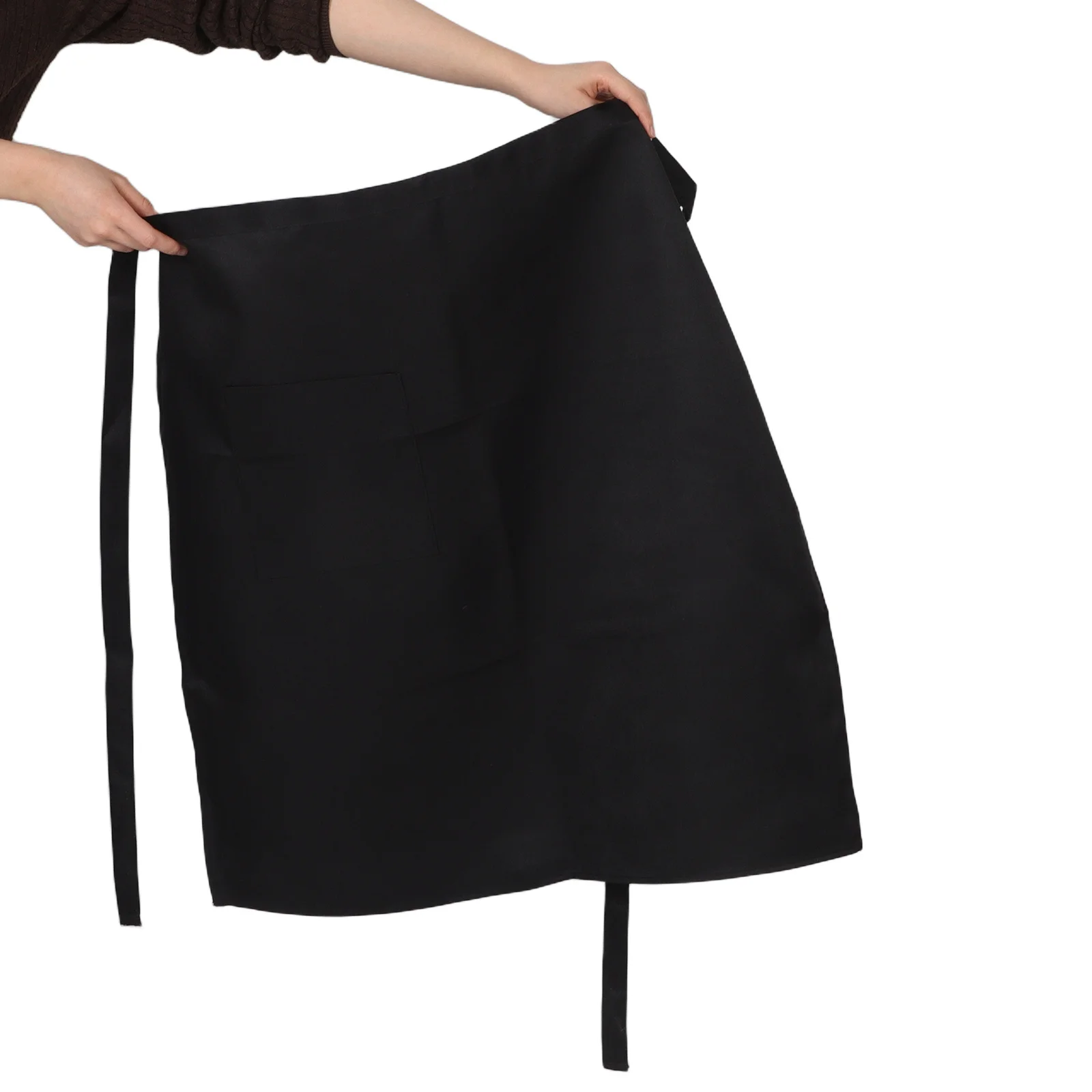 

Unisex Black Half Bistro Apron Single Waist Cover for Restaurants Kitchens Servers Cooking Aprons for Chef