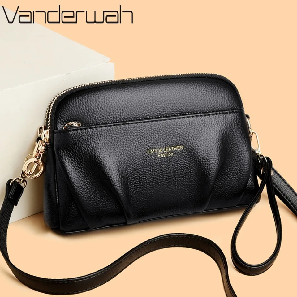 

High Quality Soft Pu Leather Shoulder Hand Bags for Women Mother Handbags Crossbody Clutch Messenger Bag Mini Black Purses Bag