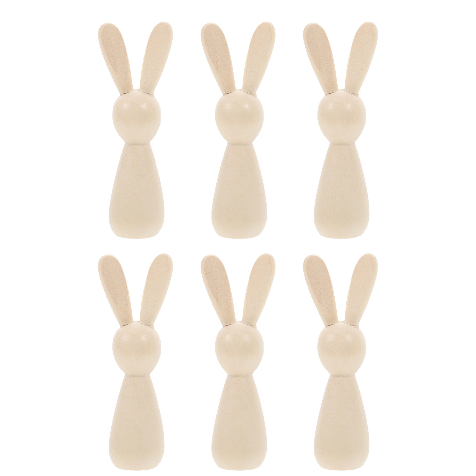 

6 Pcs Log Color Rabbit Toy Mini Ducks Crafts Paint Bunny Toys Bunnies DIY Wooden Peg Dolls Graffiti Puppets Unfinished Child