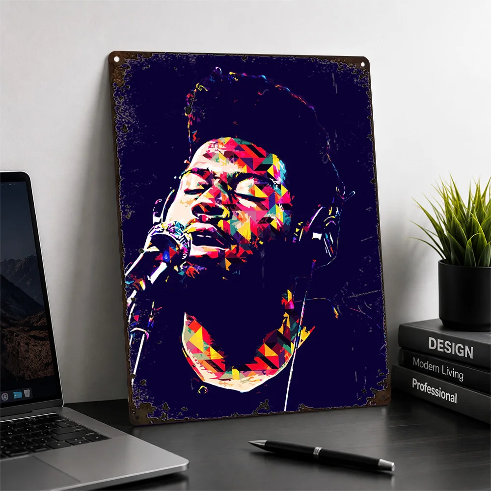 Khalid Singing Closeup Textured Metal Poster Geometric Wall Art For Music Studio Customized Aluminum Sign Concertgoer Gift Idea