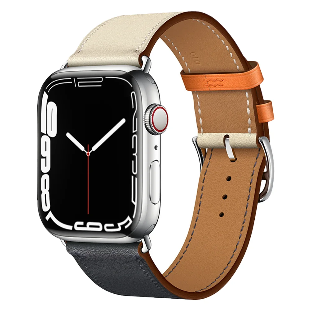 

Genuine Leather For Apple Watch Band 44mm 40mm 45mm 41mm 42mm 38mm Bracelet Correa iWatch Series 3 4 5 Se 6 7 45mm 41mm Strap