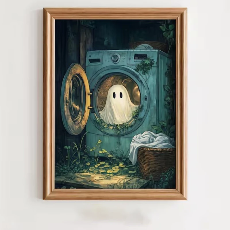 

Cute Halloween Skeleton Vintage Ghosts Pumpkin Witches Posters and Prints Canvas Printing Wall Art Picture for Living Room Decor