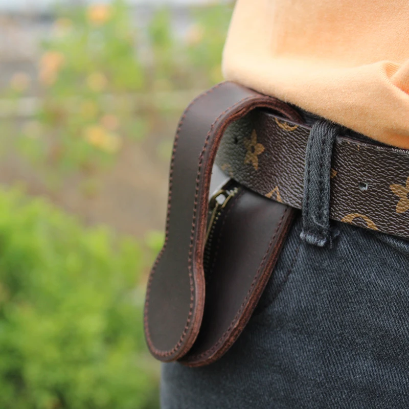 Gemuine Leather Waistband Zero Wallet Wolfproof Boston Leather Clapper Coin Pouch EDC Survival Tool Coin Purse