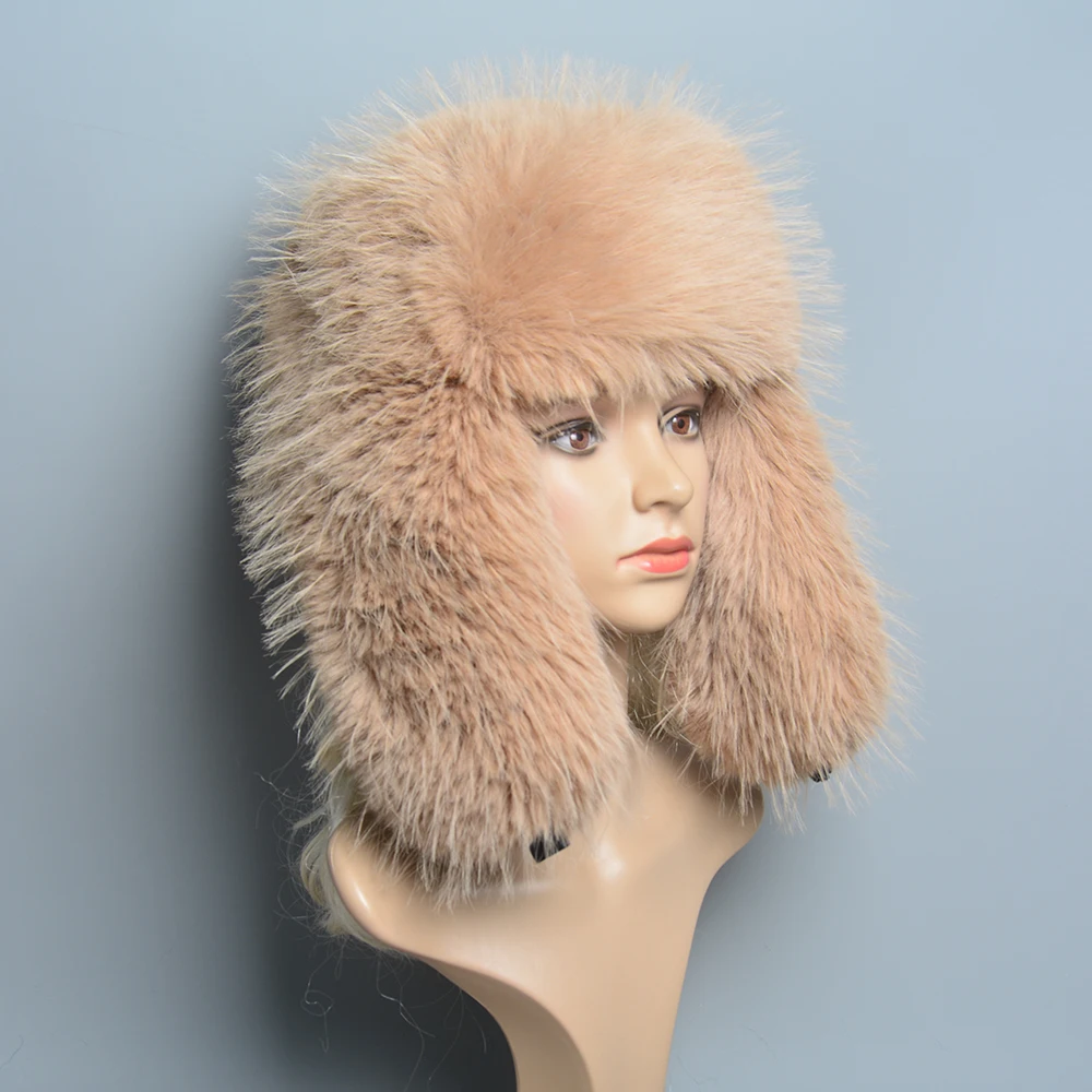 Hot High-end Luxury Artificial Hat Unisex False Raccoon Fur Hat Lei Feng Cap Ear Cap Real False Fur Hat 100% Top False Hat