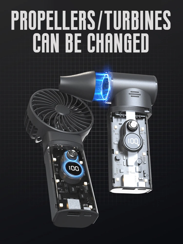 100000RPM Air Blower Power Display Handheld  2-in-1 Mini Turbo Fan Dust Cleaner Wireless Electric Blower Portable Powerful