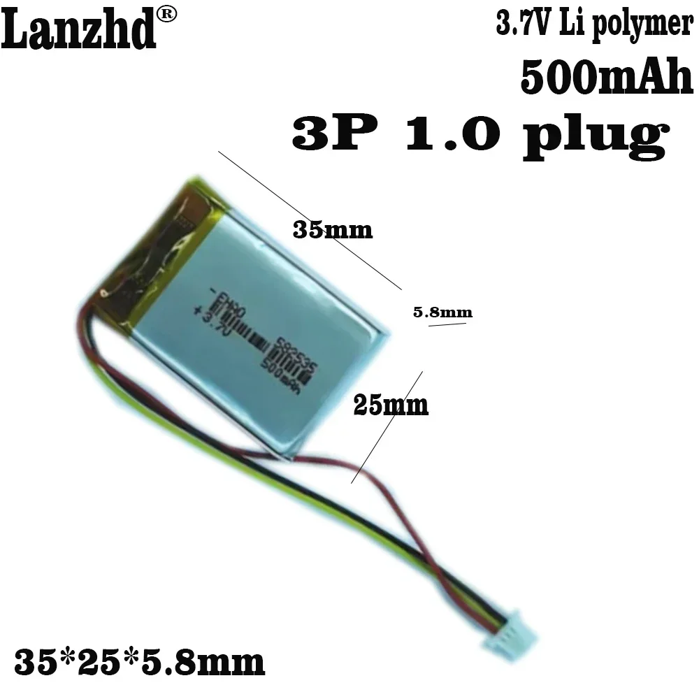 3.7V 582535 602535 Battery For SP5 Papago DVR MiVue 366 368 358 358P 658P HP F210 HP F310 WP7 A5 Neoline Cubex V50 3-wire 500mAh