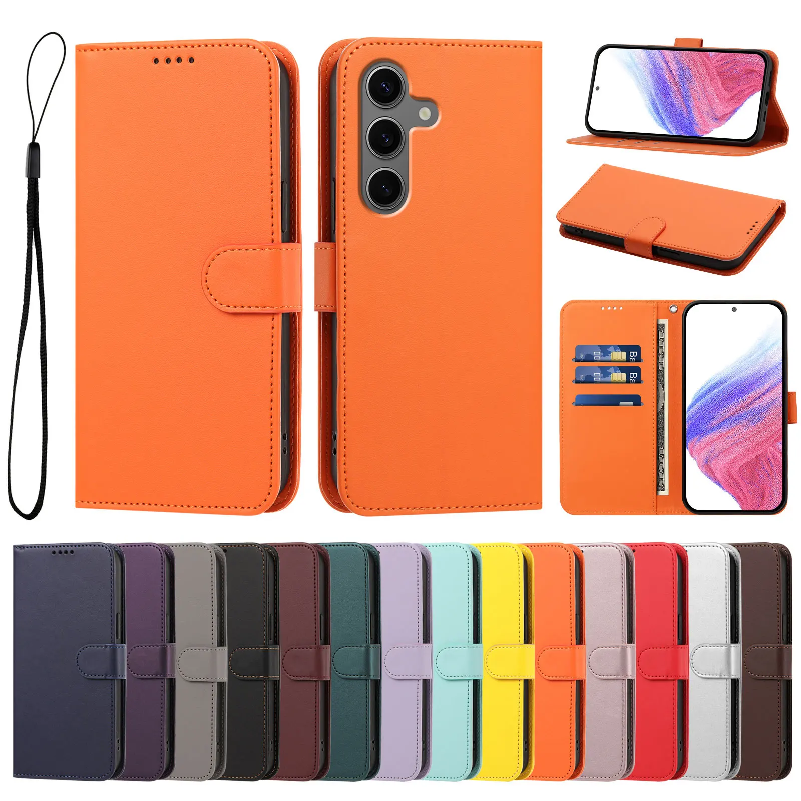 Luxury Leather Wallet Phone Case for Realme 12 12x 11 11x 10 Pro Plus Shockproof Bumper Card Slots Flip Back Cover Funda