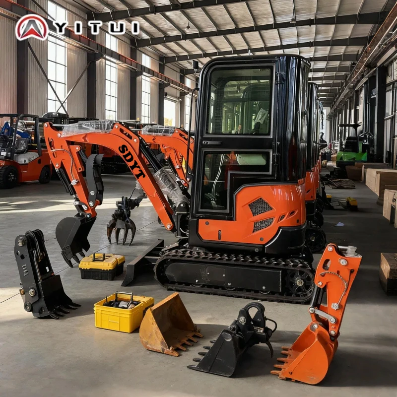 Miniexcavadora pequeña de 2,0 toneladas, miniexcavadora con certificación Ce de alta calidad, motor Kubota agrícola personalizado