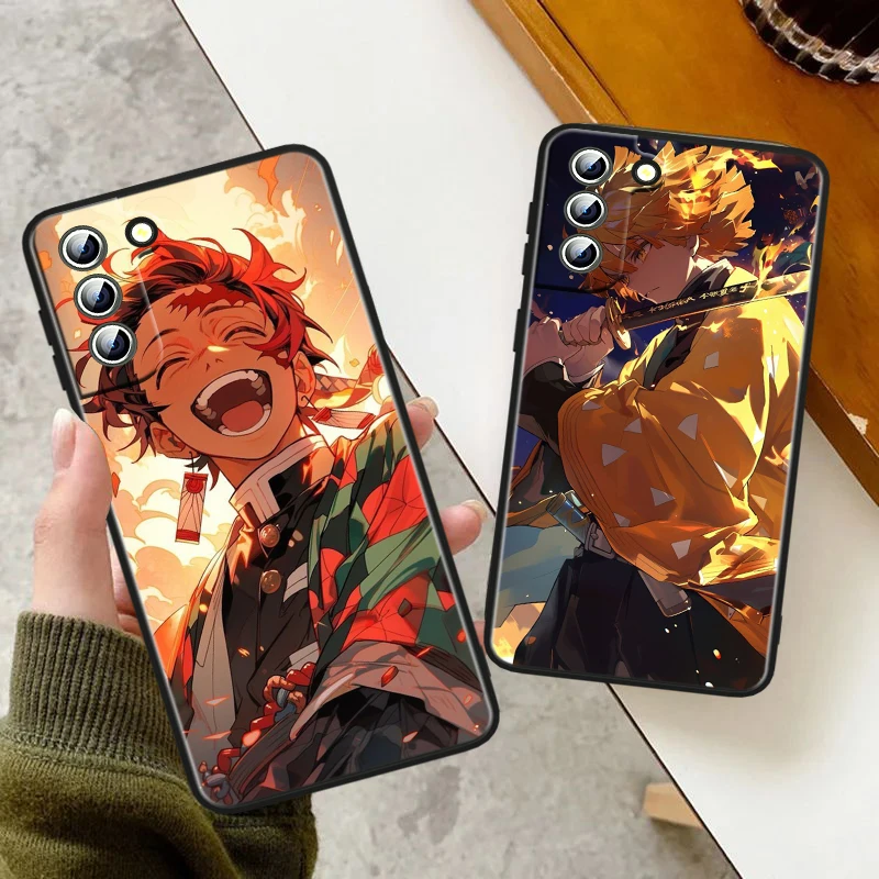 Anime Demon Slayer Voor Samsung S24 S23 S22 S21 S20 Fe S10e S10 S9 Ultra Plus Plus Zachte Siliconen Zwarte Telefoonhoes